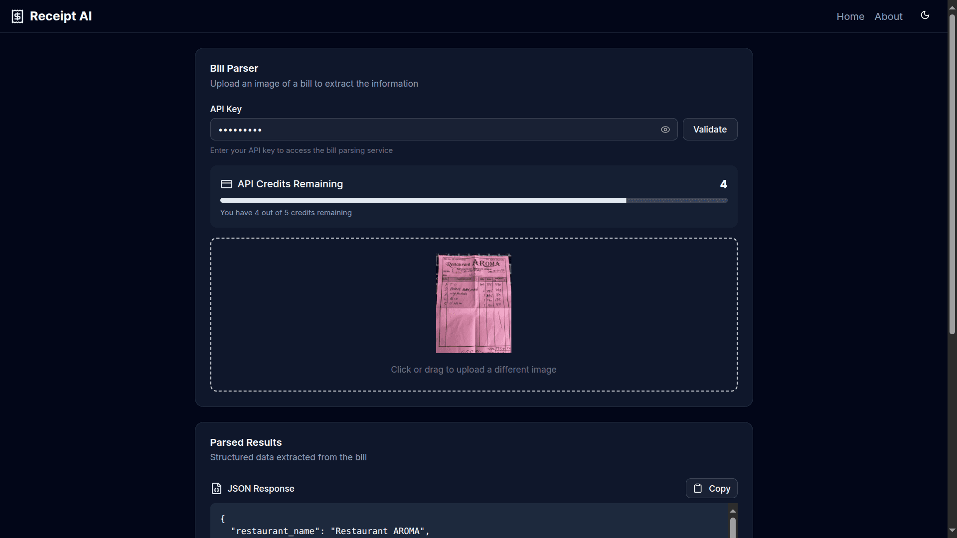 Receipt-AI interface